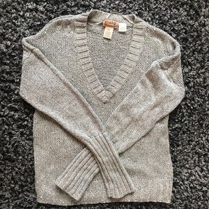 Mudd V Neck Sweater Size XL Metallic Threads Sparkle Barbiecore Partywear